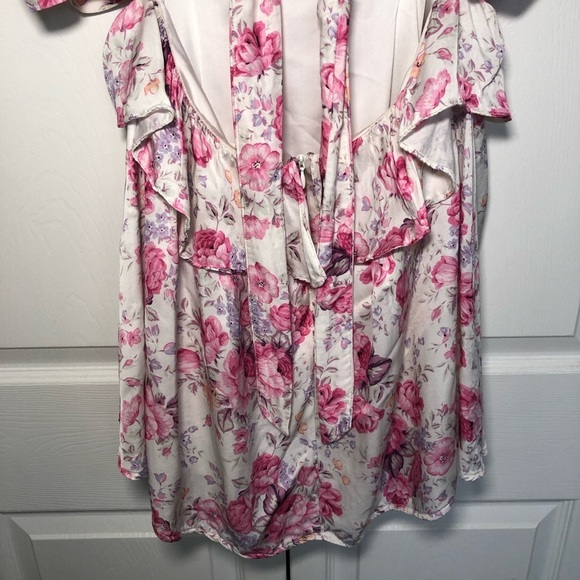 For Love & Lemons White and Pink Floral Lucia Mini Dress Size L - Picture 9 of 14